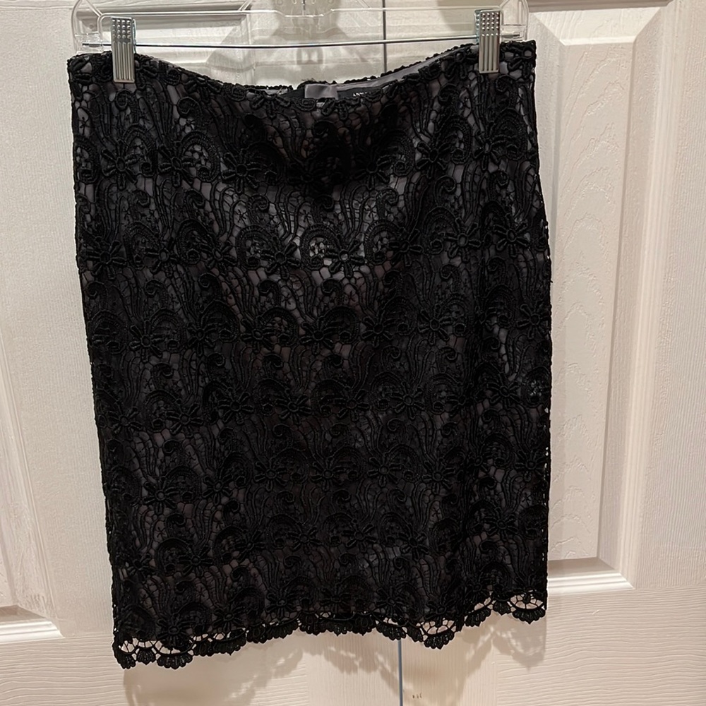 Black lace pencil skirt